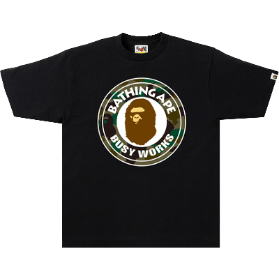 Pre-owned Bape 1st Camo Busy Works Tee 'black/green'