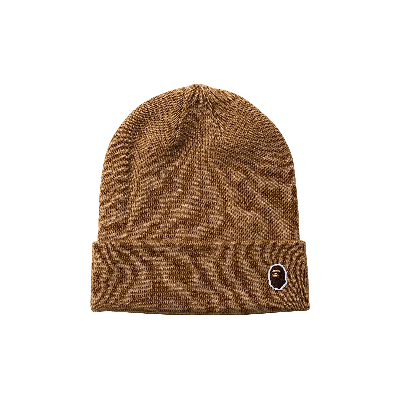 Pre-owned Bape Ape Head One Point Knit Cap 'beige' In Tan