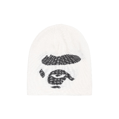 Pre-owned Bape Ape Face Knit Cap 'white'