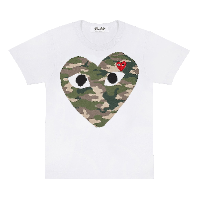 Pre-owned Comme Des Garçons Play Camouflage Heart T-shirt 'white'