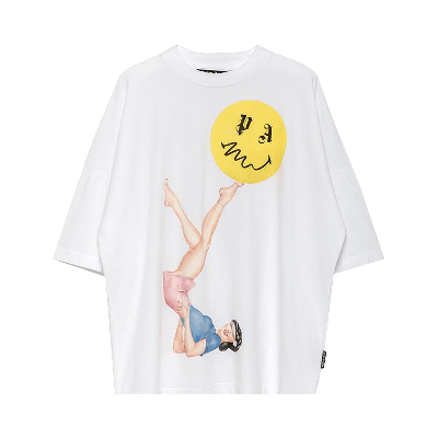 Pre-owned Palm Angels Juggler Pin Up Logo T-shirt 'white'