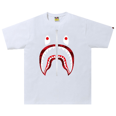 Pre-owned Bape Color Camo Shark Tee 'white/red'