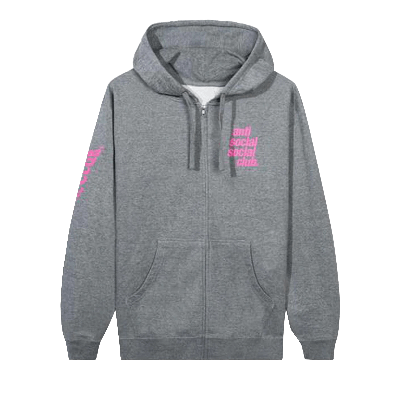 Pre-owned Anti Social Social Club Split Zip Hoodie 'grey'