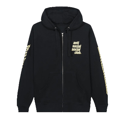 Pre-owned Anti Social Social Club Split Zip Hoodie 'black'