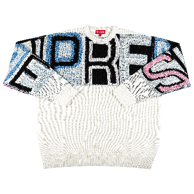 Pre-owned Supreme Chenille Logo Sweater 'white'