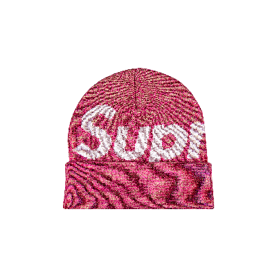 Pre-owned Supreme Big Logo Beanie 'magenta Static' In Purple