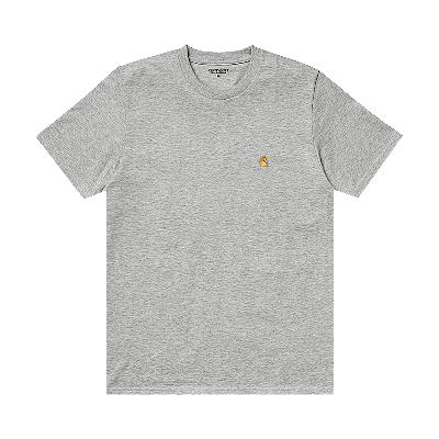 Pre-owned Carhartt Wip Chase T-shirt 'grey Heather/white' In Multi-color