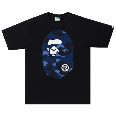 Pre-owned Bape Color Camo Big Ape Head Tee 'black/navy'