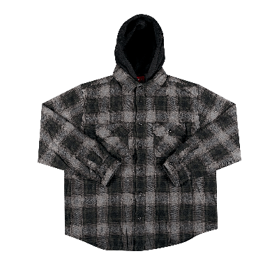Pre-owned Supreme Hooded Flannel Zip Up Shirt 'black'