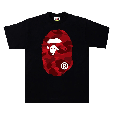 Pre-owned Bape Color Camo Big Ape Head Tee 'black/red'