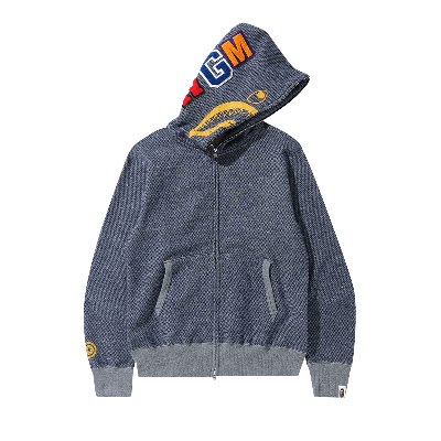 Pre-owned Bape Shark Full Zip Hoodie 'navy' In Blue