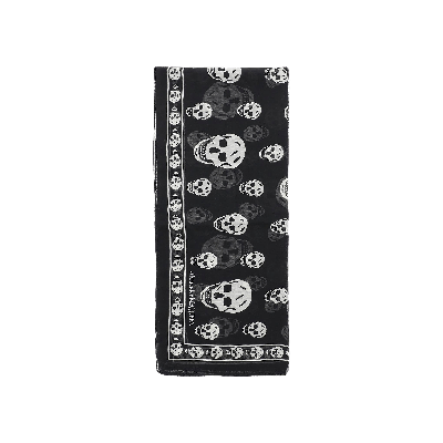 Pre-owned Alexander Mcqueen Skull Silk Scarf 'black/white'