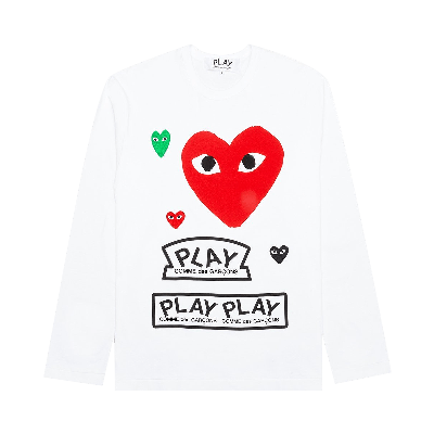 Pre-owned Comme Des Garçons Play Red Multi Logo Long-sleeve T-shirt 'white'