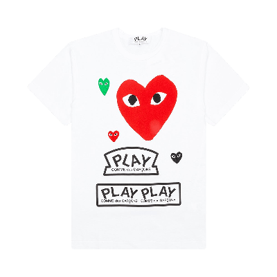 Pre-owned Comme Des Garçons Play Red Multi Logo Short-sleeve T-shirt 'white'