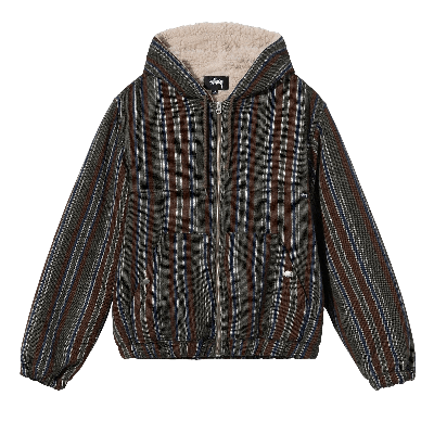 Pre-owned Stussy Wool Stripe Work Jacket 'olive' In Green