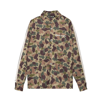 Pre-owned Palm Angels Camo Track Shirt 'military/white' In Green