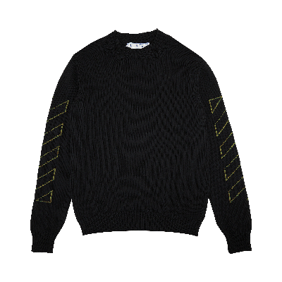 Pre-owned Off-white Arrow Diag Outline Knit Crewneck 'black/green'