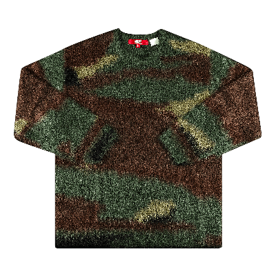 Pre-owned Supreme X Junya Watanabe X Comme Des Garçons Man Brushed Camo Sweater 'olive' In Green
