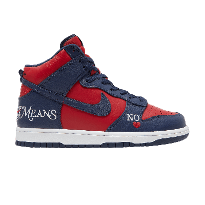 Pre-owned Nike Supreme X Dunk High Sb 'by Any Means - Red Navy'