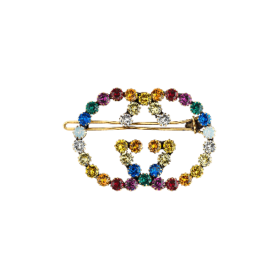Pre-owned Gucci Crystal Interlocking G Hair Clip 'gold/multicolor'