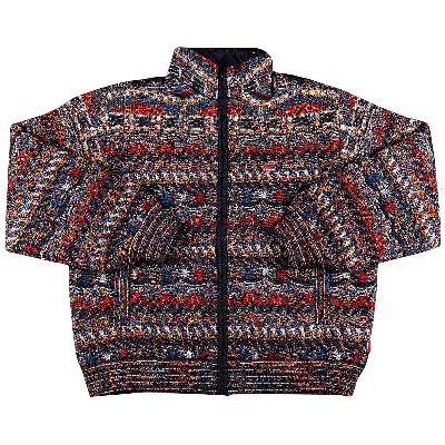 Pre-owned Supreme X Missoni Reversible Knit Jacket 'navy' In Blue