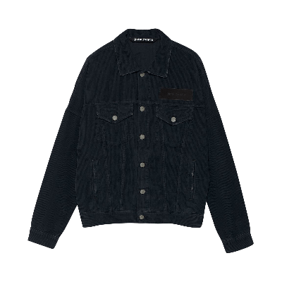 Pre-owned Palm Angels Corduroy Logo Denim Jacket 'black'