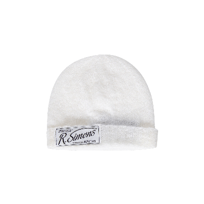 Pre-owned Raf Simons Knit Beanie With Woven Label 'white'