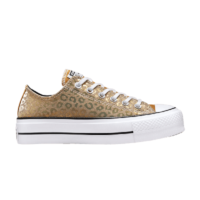 Pre-owned Converse Wmns Chuck Taylor All Star Platform Low 'authentic Glam - Gold Leopard'