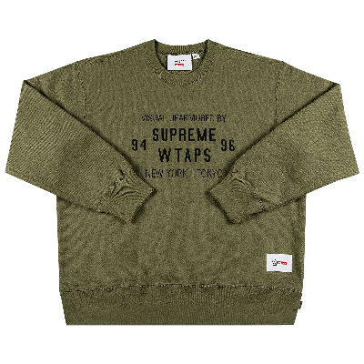 Pre-owned Supreme X Wtaps Crewneck 'light Olive' In Green