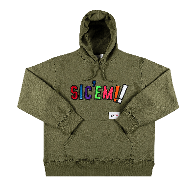 Pre-owned Supreme X Wtaps Sic'em! Hooded Sweatshirt 'light Olive' In Green