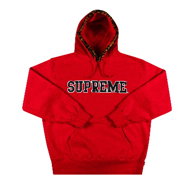 Pre-owned Supreme Leopard Trim Hooded Sweatshirt 'red'