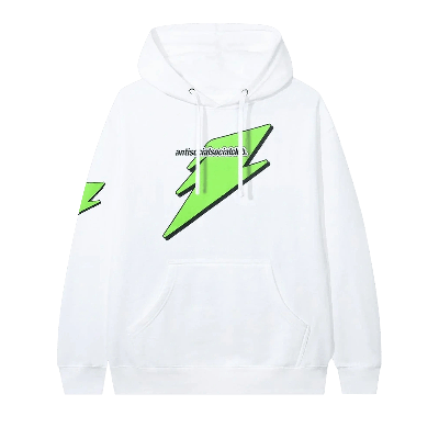 Pre-owned Anti Social Social Club Careless Bolt Hoodie 'white/green'