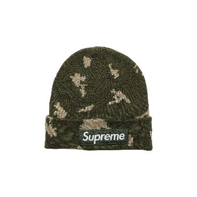 Pre-owned Supreme X New Era Box Logo Beanie 'olive Russian Camo' In Green