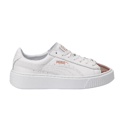 Pre-owned Puma Wmns Basket Platform Metallic 'white Rose Gold'
