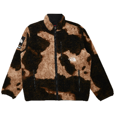 Pre-owned Supreme X The North Face Bleached Denim Print Fleece Jacket 'black'