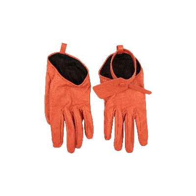 Pre-owned Off-white Leather Zip Tie Gloves 'orange'