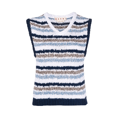 Pre-owned Marni V Neck Sweater 'light Navy' In Blue