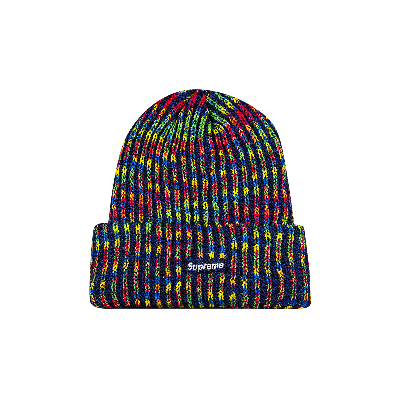 Pre-owned Supreme Rainbow Knit Loose Gauge Beanie 'navy' In Multi-color