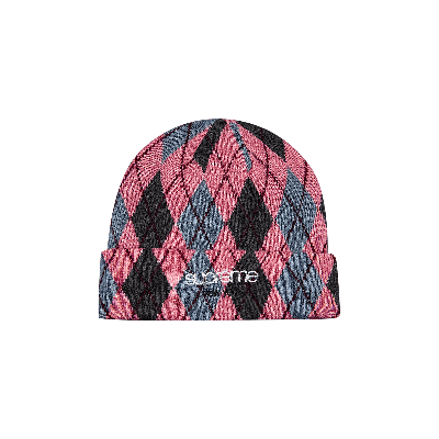 Pre-owned Supreme Argyle Cashmere Beanie 'dusty Magenta' In Multi-color
