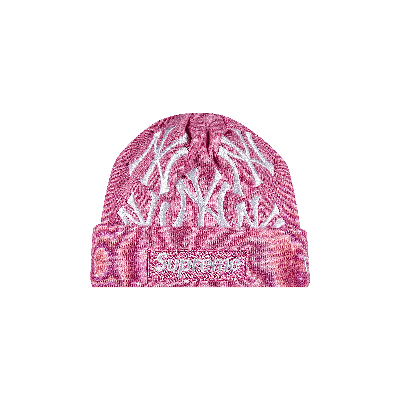 Pre-owned Supreme X New York Yankees X New Era Box Logo Beanie 'pink'