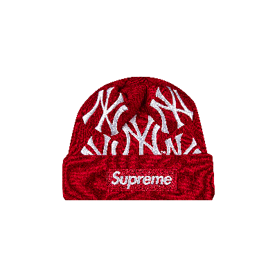 Pre-owned Supreme X New York Yankees X New Era Box Logo Beanie 'red'