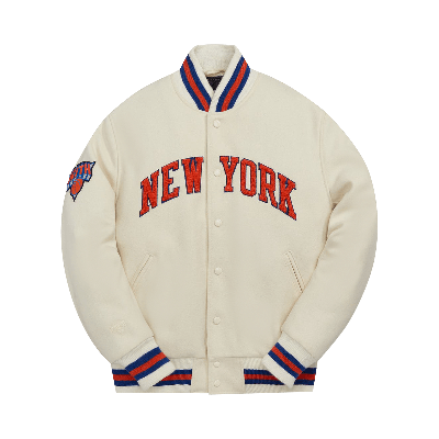 Pre-owned Kith And Golden Bear For New York Knicks Varsity Jacket 'sandrift' In Cream