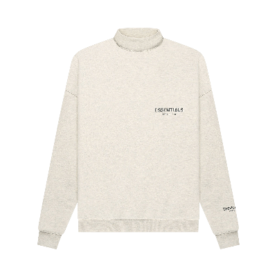 Pre-owned Essentials Fear Of God  Pullover Mockneck 'light Heather Oatmeal' In Cream
