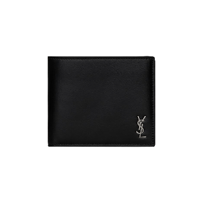 Pre-owned Saint Laurent Tiny Monogram East/west Wallet Embossed 'black'
