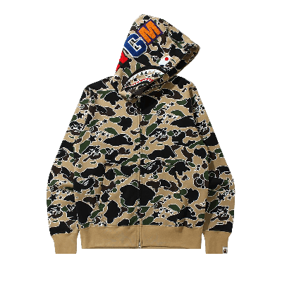 Pre-owned Bape Sta Camo Shark Zip Hoodie 'yellow'