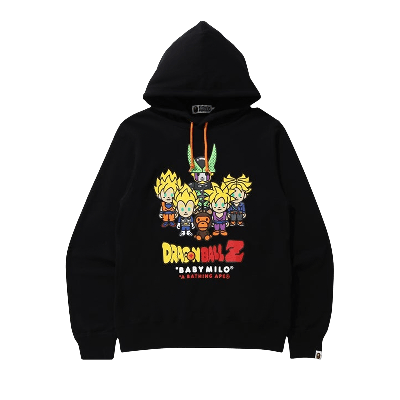 Pre-owned Bape X Dragon Ball Z Baby Milo Super Saiyan & Cell Pullover Hoodie 'black'