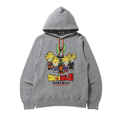 Pre-owned Bape X Dragon Ball Z Baby Milo Super Saiyan & Cell Pullover Hoodie 'grey'