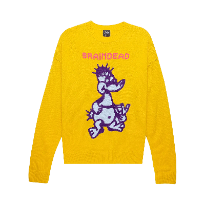 Pre-owned Brain Dead Slingshot Knit Sweater 'mustard' In Yellow