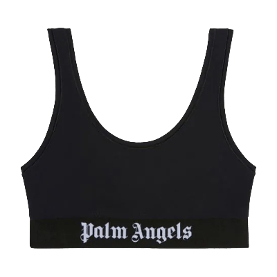 Pre-owned Palm Angels Classic Logo Sport Bra 'black/white'
