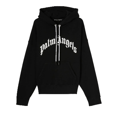 Pre-owned Palm Angels Curved Logo Hoody 'black/white'